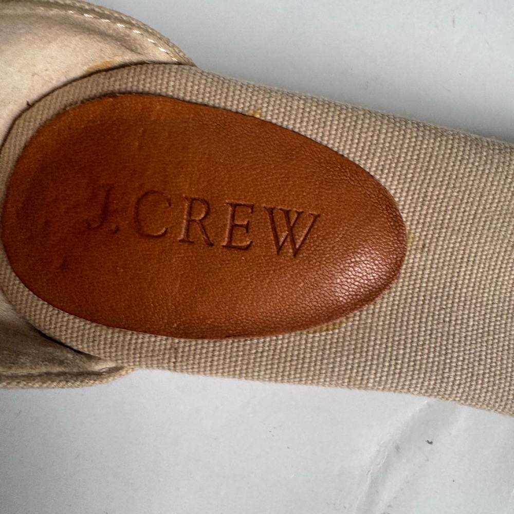 J. Crew Marina  Canvas tan criss-cross strappy Sandals. Size 8 - Picture 12 of 16